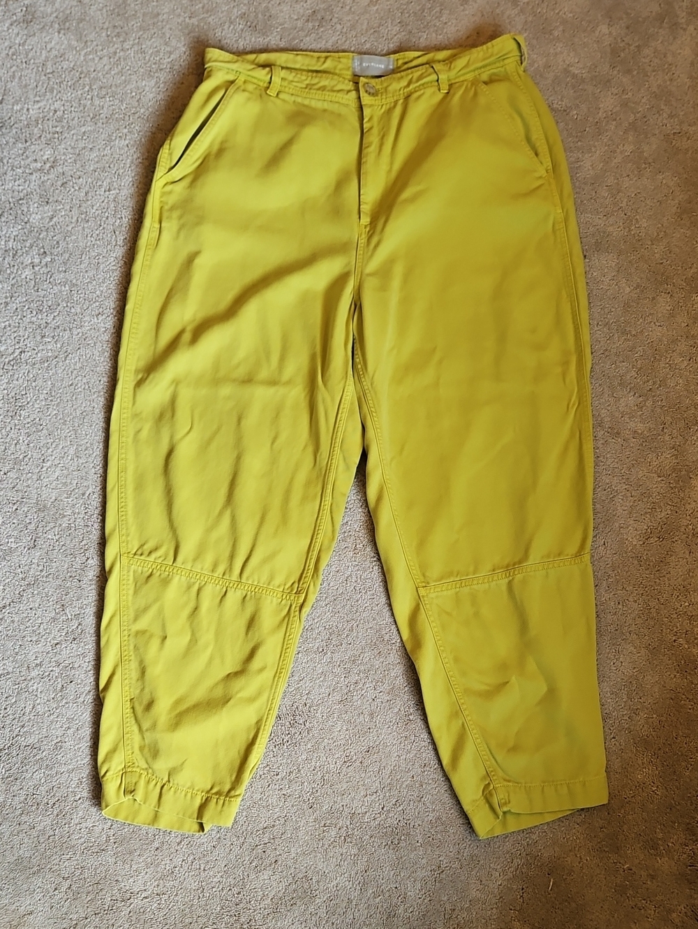 Everlane Women's Barrel Leg Style Pants in Bright Yellow/Chartreuse